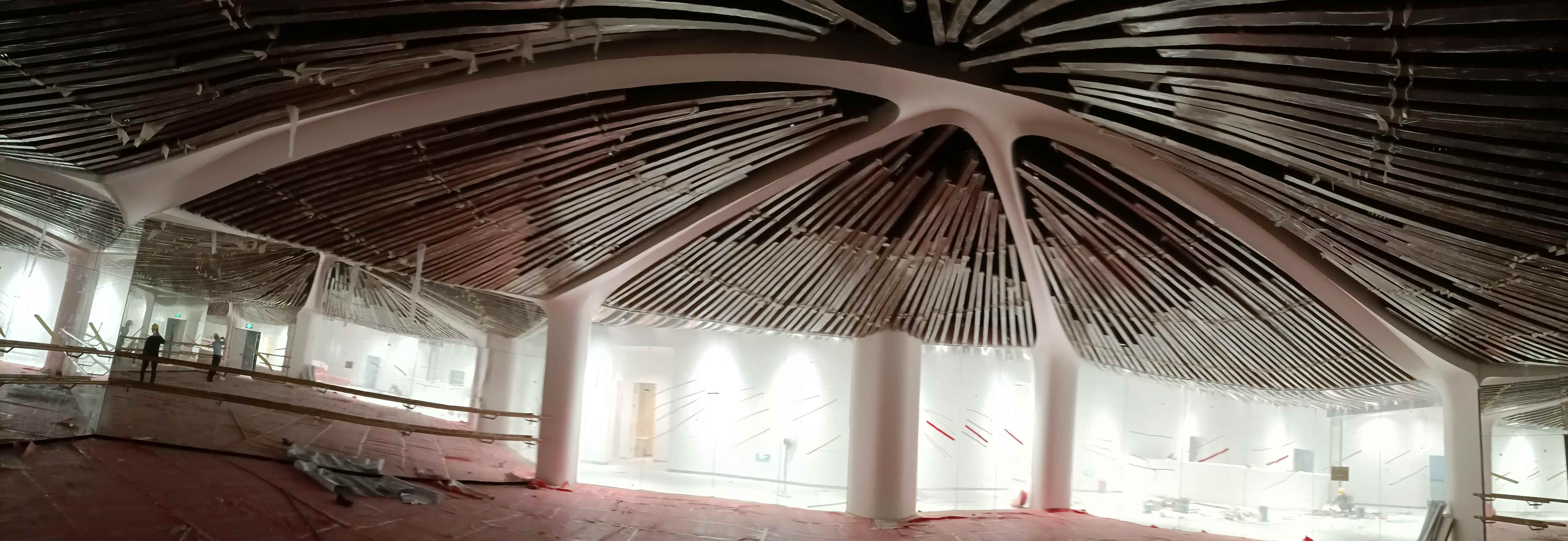 珠海金灣航空城市民藝術(shù)中心grg鏤空墻面雕花吊頂裝飾工程