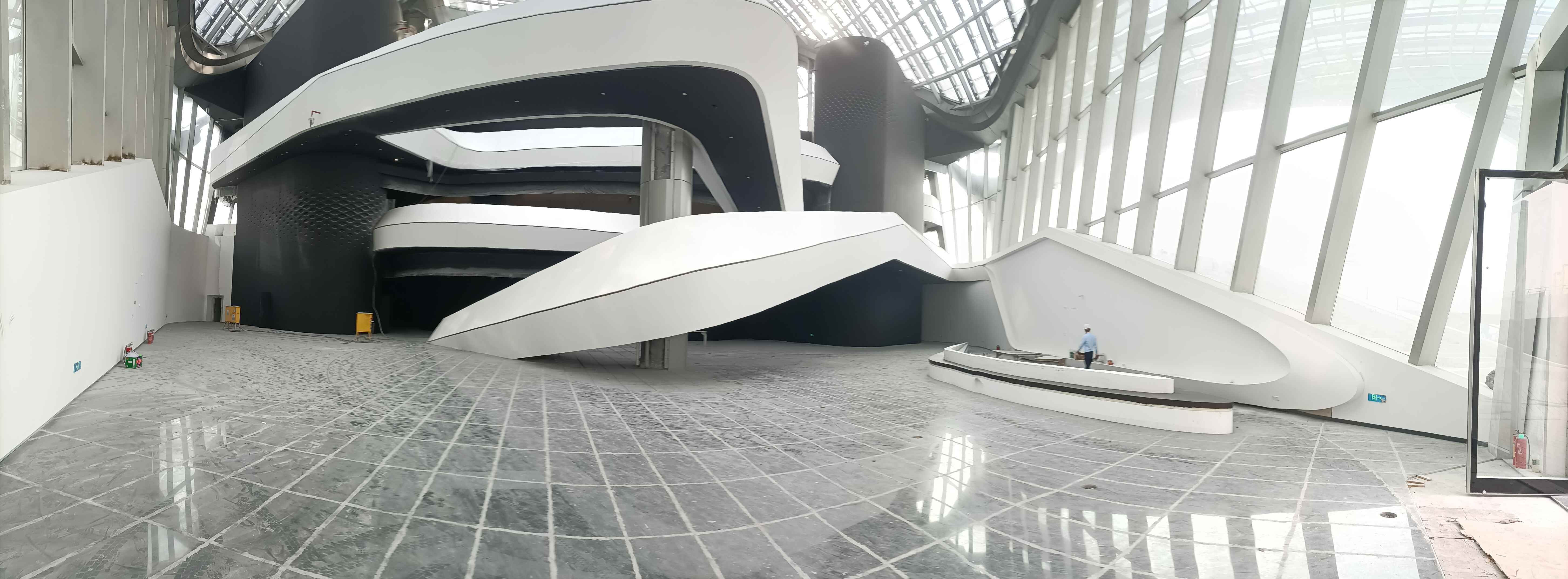 珠海金灣航空城市民藝術(shù)中心grg鏤空墻面雕花吊頂裝飾工程